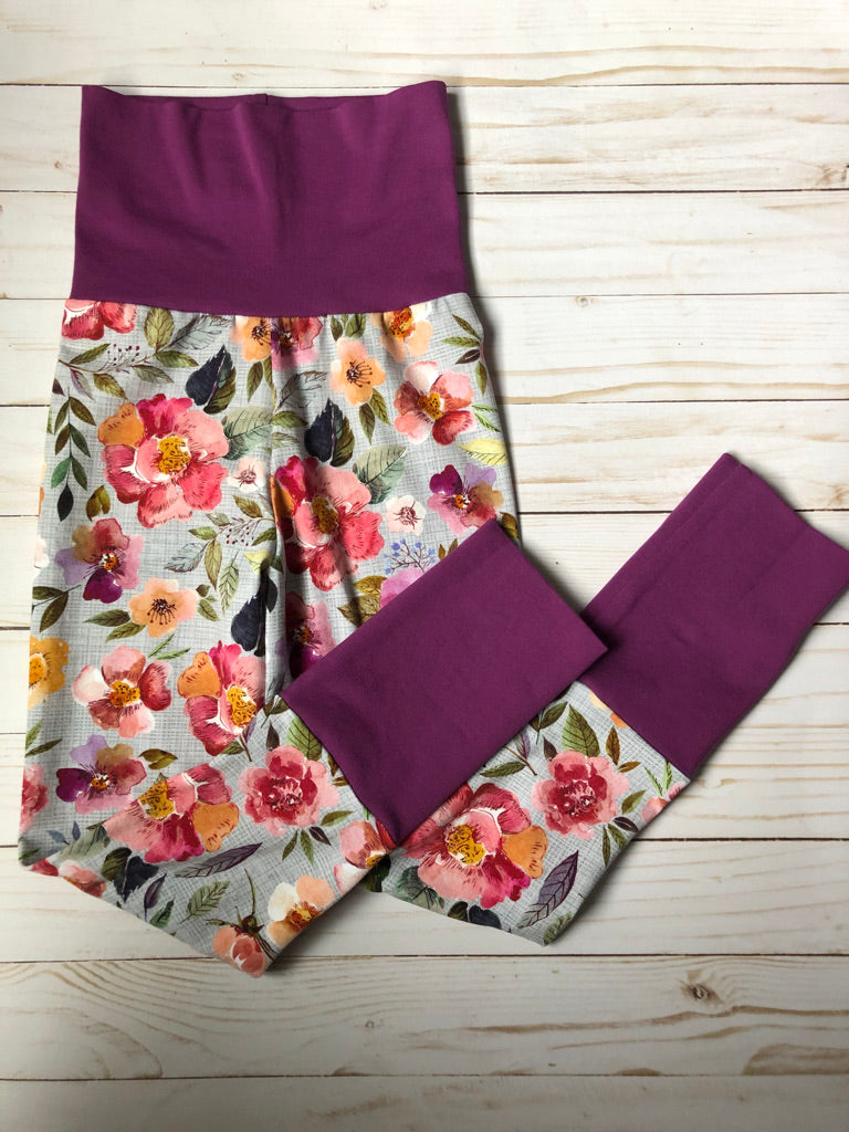 Grow with Me Joggers - Floral with Purple