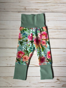 Grow with Me Joggers - Floral Gingham