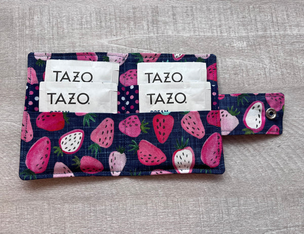 Tea Wallet - Strawberry Poplin