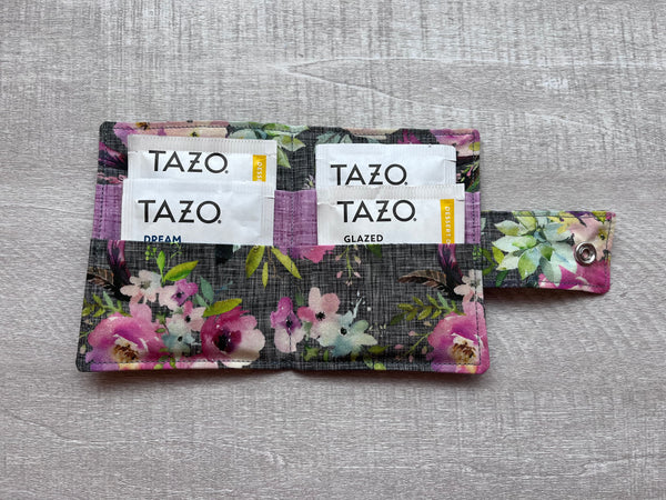 Tea Wallet - Dark Floral Poplin