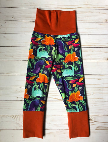 Grow with Me Joggers - Dinos with Orange